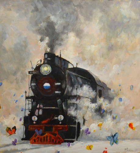 Witold Pazera Lokomotywa, akryl, 90 x 86 cm, 2021.JPG