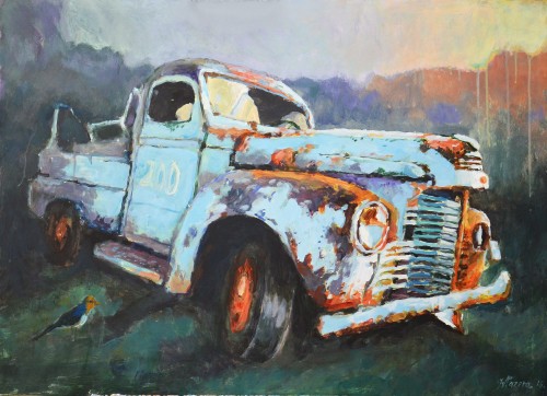 Witold Pazera Niebieskie wspomnienie, akryl, płyta 70 x 100 cm, 2021 r.jpg