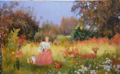 Elżbieta Pazera , Zdziczaly ogrod akryl, 50 x 80 cm, 2020 r.JPG