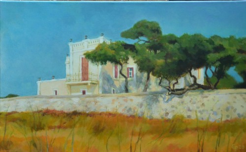 Elżbieta Pazera Motyw grecki , Posidonia, willa , akryl 50 x 80 cm 2020 r.JPG